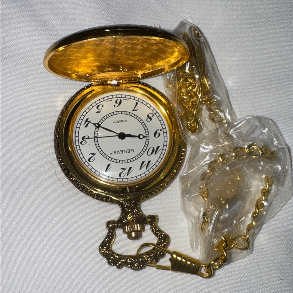 World's best Dad pocket watch with chain pewter case 3 hand movement white dial - Picture 8 of 8
